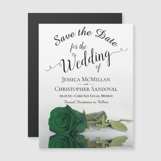 Emerald Green Roos Wedding Save the Date Magnet (Voorkant / Achterkant)