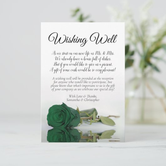Emerald Green Roos Wedding Wishing Well Poem Informatiekaartje (Staand voorkant)