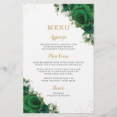 Emerald Green Roses Floral Flowers Menu Sheet  (Voorkant)