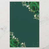Emerald Green Roses Floral Flowers Menu Sheet  (Achterkant)