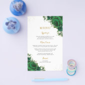 Emerald Green Roses Floral Flowers Menu Sheet  (Enkel)