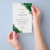 Emerald Green Roses Floral Flowers Menu Sheet  (Hand)