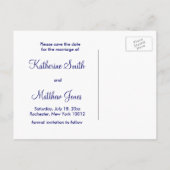 Emerald Green Royal Blue Peacock Feathers Bruiloft Aankondigingskaart (Achterkant)