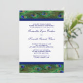 Emerald Green Royal Blue Peacock Feathers Bruiloft Kaart (Staand voorkant)