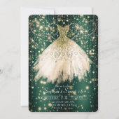 Emerald Green Roze Perzik Jurk Sweet 16 Party Kaart (Voorkant)