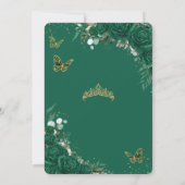 Emerald Green Rozen Floral Quinceañera Butterflies Save The Date (Achterkant)