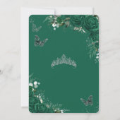Emerald Green Rozen Floral Quinceañera Butterflies Save The Date (Achterkant)