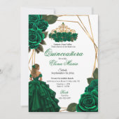 Emerald Green Rozen Gold Quinceañera Kaart (Voorkant)