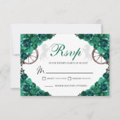 Emerald Green Rozen Westerne Quinceanera RSVP-kaar RSVP Kaartje (Voorkant)