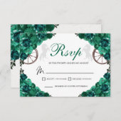 Emerald Green Rozen Westerne Quinceanera RSVP-kaar RSVP Kaartje (Voorkant / Achterkant)