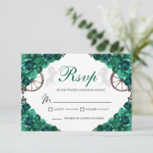Emerald Green Rozen Westerne Quinceanera RSVP-kaar