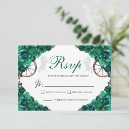 Emerald Green Rozen Westerne Quinceanera RSVP-kaar RSVP Kaartje