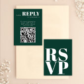 Emerald Green RSVP-kaarten voor bruiloft QR-code RSVP Kaartje