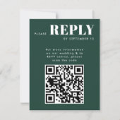 Emerald Green RSVP-kaarten voor bruiloft QR-code RSVP Kaartje (Voorkant)