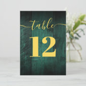 Emerald Green Rustic Barn Wood Boho Tafelnummer (Staand voorkant)