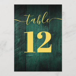 Emerald Green Rustic Barn Wood Boho Tafelnummer