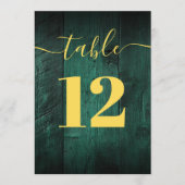 Emerald Green Rustic Barn Wood Boho Tafelnummer (Voorkant)