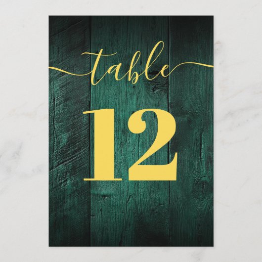 Emerald Green Rustic Barn Wood Boho Tafelnummer (Voorkant)