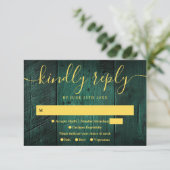 Emerald Green Rustic Barn Wood Boho Wedding RSVP (Staand voorkant)