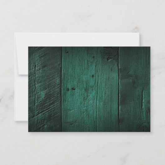 Emerald Green Rustic Barn Wood Boho Wedding RSVP (Achterkant)