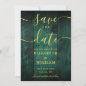 Emerald Green Rustic Barn Wood Boho Wedding Save The Date (Voorkant)