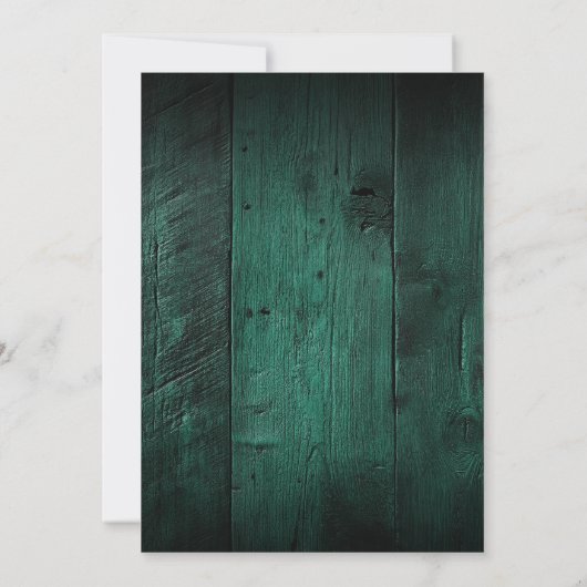 Emerald Green Rustic Barn Wood Boho Wedding Save The Date (Achterkant)
