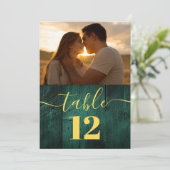 Emerald Green Rustic Barn Wood Fototafel Nummer Kaart (Staand voorkant)