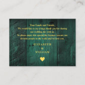 Emerald Green Rustic Barn Wood Wedding Dank u Plaatskaartje (Achterkant)