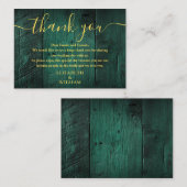 Emerald Green Rustic Barn Wood Wedding Dank u Plaatskaartje (Voorkant / Achterkant)