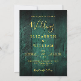 Emerald Green Rustic Barn Wood Wedding QR-code Kaart