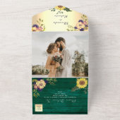 Emerald Green Rustic Bloemen Huwelijk All In One Uitnodiging (Buitenkant)