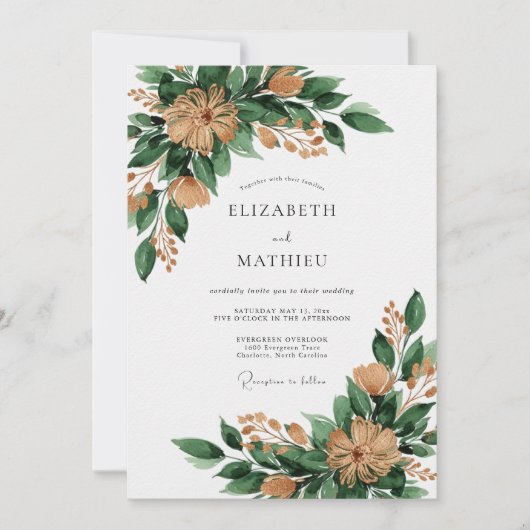 Emerald Green Rustic Forest Wedding Kaart (Voorkant)