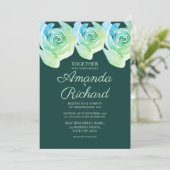 Emerald green Rustic Roos Botanical Garden Wedding Kaart (Staand voorkant)