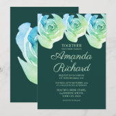 Emerald green Rustic Roos Botanical Garden Wedding Kaart (Voorkant / Achterkant)