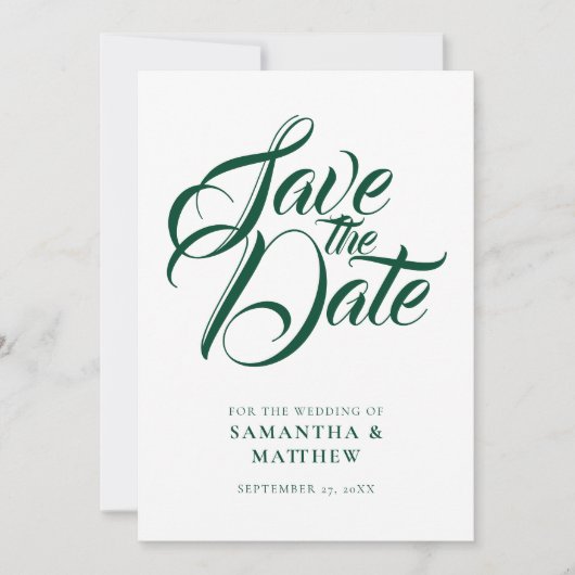 Emerald Green Rustic slaat de datum-uitnodiging op Save The Date (Voorkant)