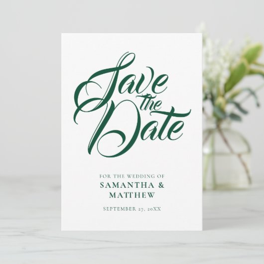 Emerald Green Rustic slaat de datum-uitnodiging op Save The Date (Staand voorkant)