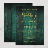 Emerald Green Rustieke Boho Schuur Hout Huwelijk Kaart (Voorkant / Achterkant)