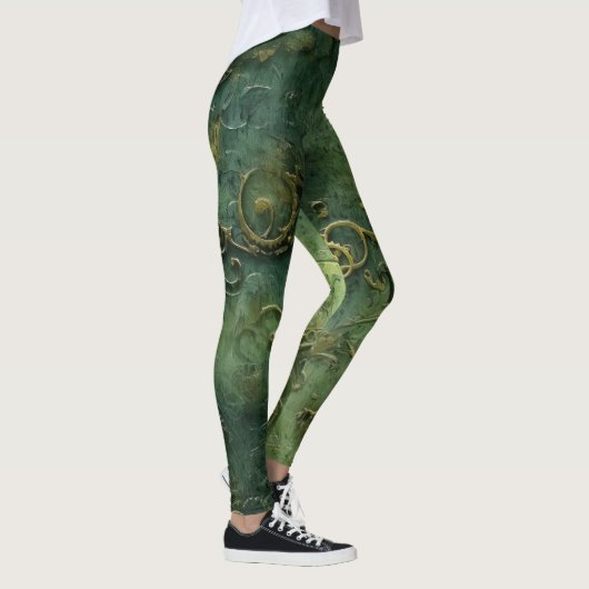 Emerald Green rustieke Steampunk klok (10) Leggings (Rechts)