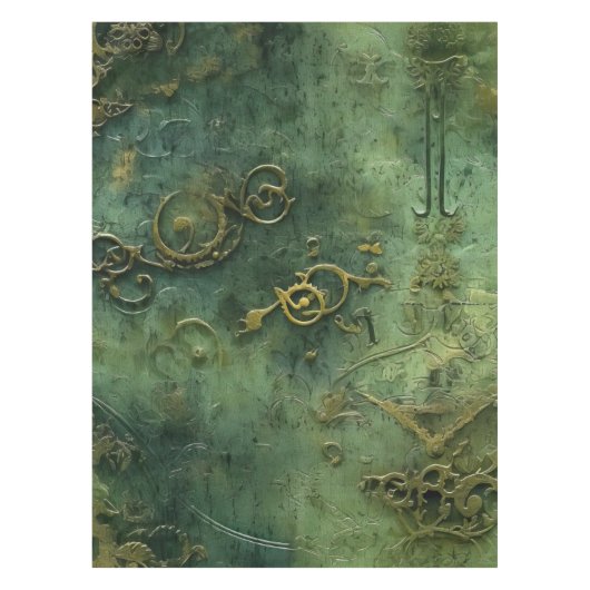 Emerald Green rustieke Steampunk klok (10) Tafelkleed (Voorkant)