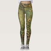 Emerald Green rustieke Steampunk klok (11) Leggings (Voorkant)