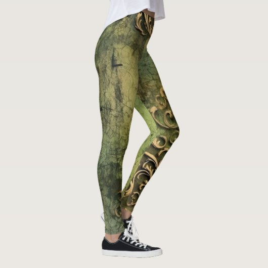 Emerald Green rustieke Steampunk klok (11) Leggings (Rechts)