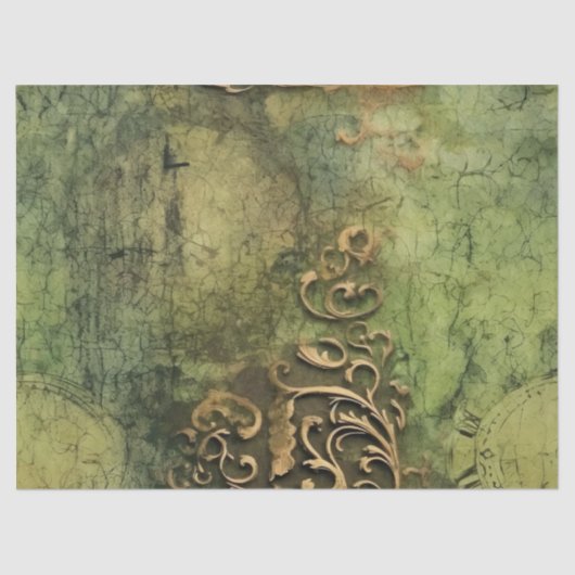 Emerald Green rustieke Steampunk klok (11) Tissuepapier (Voorkant)