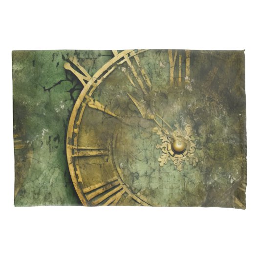 Emerald Green rustieke Steampunk klok (12) Kussensloop (Voorkant-Links)