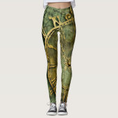 Emerald Green rustieke Steampunk klok (12) Leggings (Voorkant)
