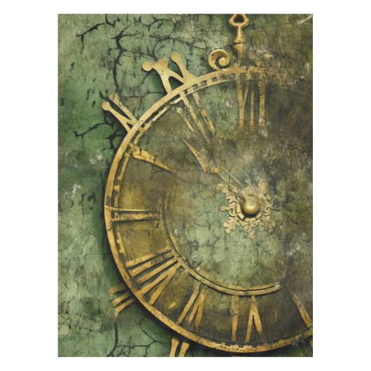 Emerald Green rustieke Steampunk klok (12) Tafelkleed (Voorkant)