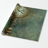 Emerald Green rustieke Steampunk klok (2) Cadeaupapier (Uitgerold)