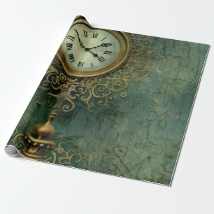 Emerald Green rustieke Steampunk klok (2) Cadeaupapier