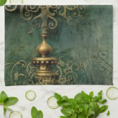 Emerald Green rustieke Steampunk klok (2) Theedoek (Gevouwen)