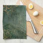 Emerald Green rustieke Steampunk klok (2) Theedoek (Quarter Fold)