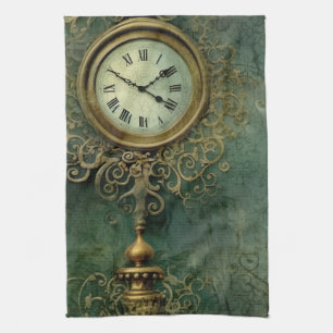 Emerald Green rustieke Steampunk klok (2) Theedoek